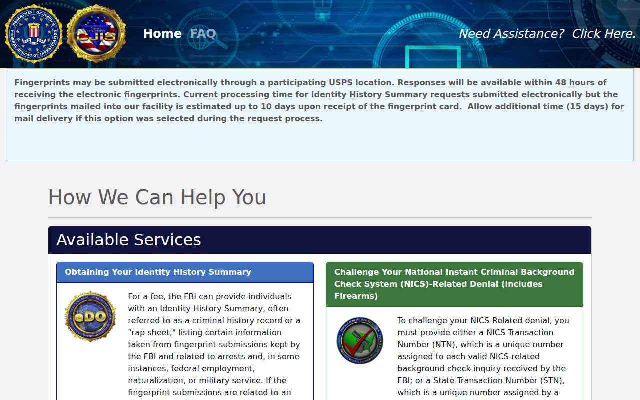 Midland County arrest record review through the FBI identity history portal