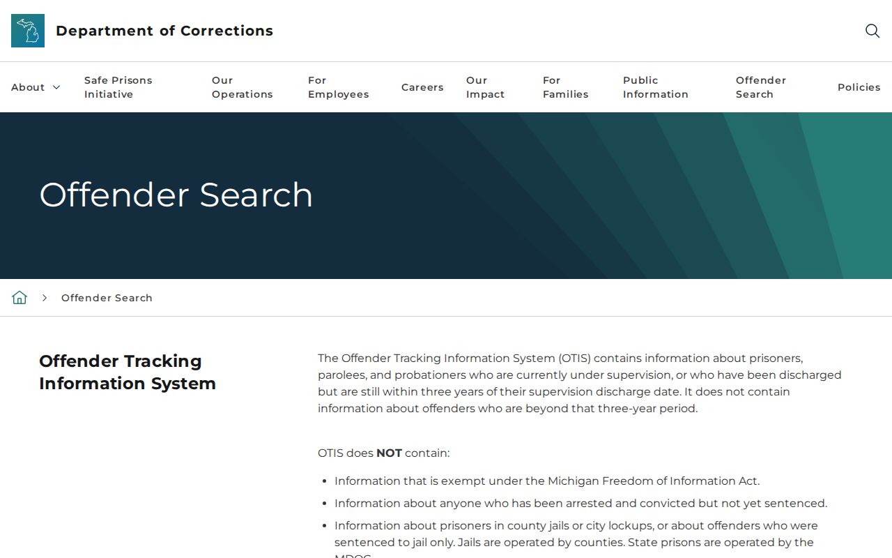 Midland County arrest lookup comparison with the MDOC OTIS search