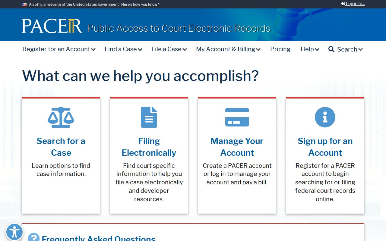 Federal PACER access outside Midland County criminal court case records
