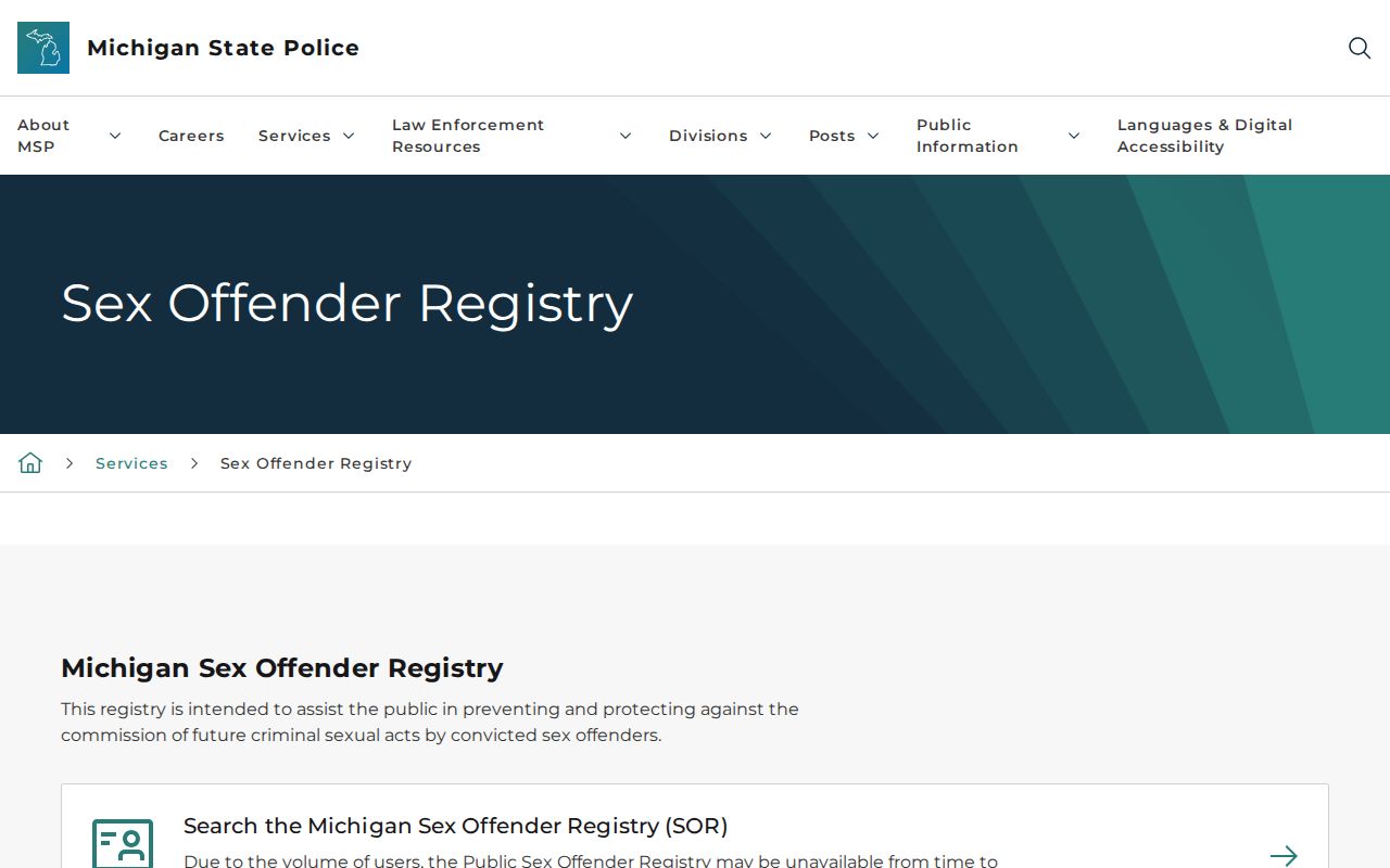 Midland County sex offender search controls in Michigan PSOR
