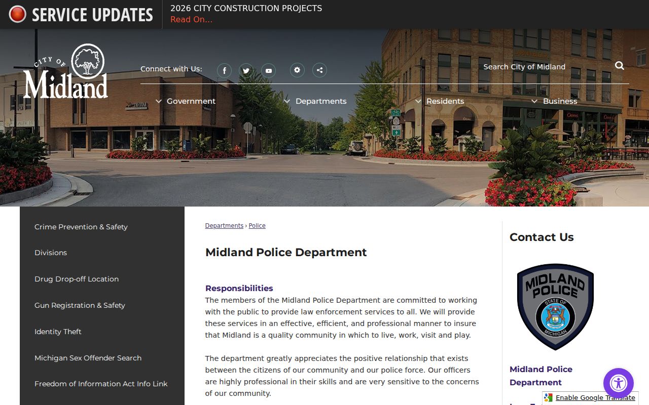 Midland County sex offender registry local police contact source